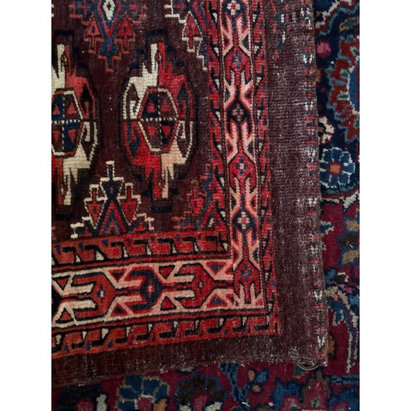 Antique Persian Hand Knotted Red Tribal Wool Rug Or Turkomen Tribal Chuval (Bag - Picture 14 of 16